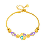 316L Stainless Steel Purple Eyes Charm Bracelet For Women Girl