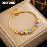 316L Stainless Steel Purple Eyes Charm Bracelet For Women Girl