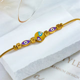 316L Stainless Steel Purple Eyes Charm Bracelet For Women Girl