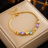 316L Stainless Steel Purple Eyes Charm Bracelet For Women Girl