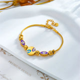 316L Stainless Steel Purple Eyes Charm Bracelet For Women Girl