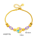 316L Stainless Steel Purple Eyes Charm Bracelet For Women Girl