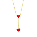 316L Stainless Steel Red Heart Pendant Necklace for Women Girls Clavicle Chain