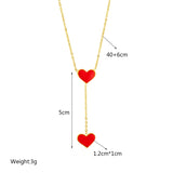 316L Stainless Steel Red Heart Pendant Necklace for Women Girls Clavicle Chain