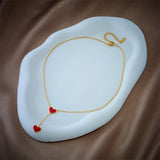 316L Stainless Steel Red Heart Pendant Necklace for Women Girls Clavicle Chain