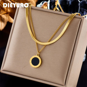 316L Stainless Steel Roman Numeral Pendant Necklace For Women Girls