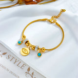 316L Stainless Steel Eye Charm Bracelet Women Beaded Chain Bangle