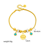 316L Stainless Steel Eye Charm Bracelet Women Beaded Chain Bangle