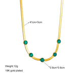 Vintage Green Stone Necklace for Women, Snake Chain Collar Jewelry