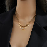 316L Stainless Steel Roman Numeral Zircon Necklace Vintage Ladies Chain Jewelry