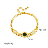 316L Stainless Steel Round Roman Numerals Charm Bracelet For Women Girl