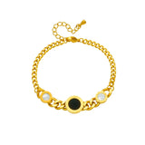 316L Stainless Steel Round Roman Numerals Charm Bracelet For Women Girl