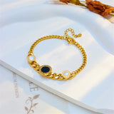 316L Stainless Steel Round Roman Numerals Charm Bracelet For Women Girl