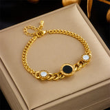 316L Stainless Steel Round Roman Numerals Charm Bracelet For Women Girl