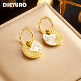 316L Stainless Steel Star Moon Earrings for Women Girl