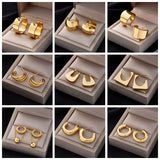 316L Stainless Steel Wide Hoop Earrings for Women Girls