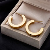 316L Stainless Steel Wide Hoop Earrings for Women Girls
