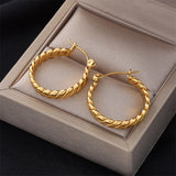 316L Stainless Steel Wide Hoop Earrings for Women Girls