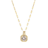 316L Stainless Steel Square Zircon Clavicle Chain Necklace