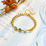 316L Stainless Steel Cube Charm Bracelet For Women Girls Birthday