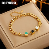 316L Stainless Steel Cube Charm Bracelet For Women Girls Birthday