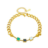 316L Stainless Steel Cube Charm Bracelet For Women Girls Birthday