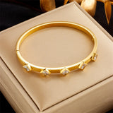 316L Stainless Steel Square Green Crystal Bangles Bracelet For Women Girls
