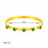316L Stainless Steel Square Green Crystal Bangles Bracelet For Women Girls