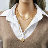 316L Stainless Steel Round Pendant Necklace Punk Style Party Gift