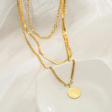 316L Stainless Steel Round Pendant Necklace Punk Style Party Gift
