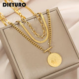 316L Stainless Steel Round Pendant Necklace Punk Style Party Gift