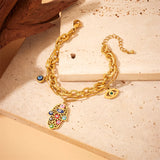 Vintage Palm Eyes Charm Bracelet For Women Multilayer Wrist Chain Jewelry