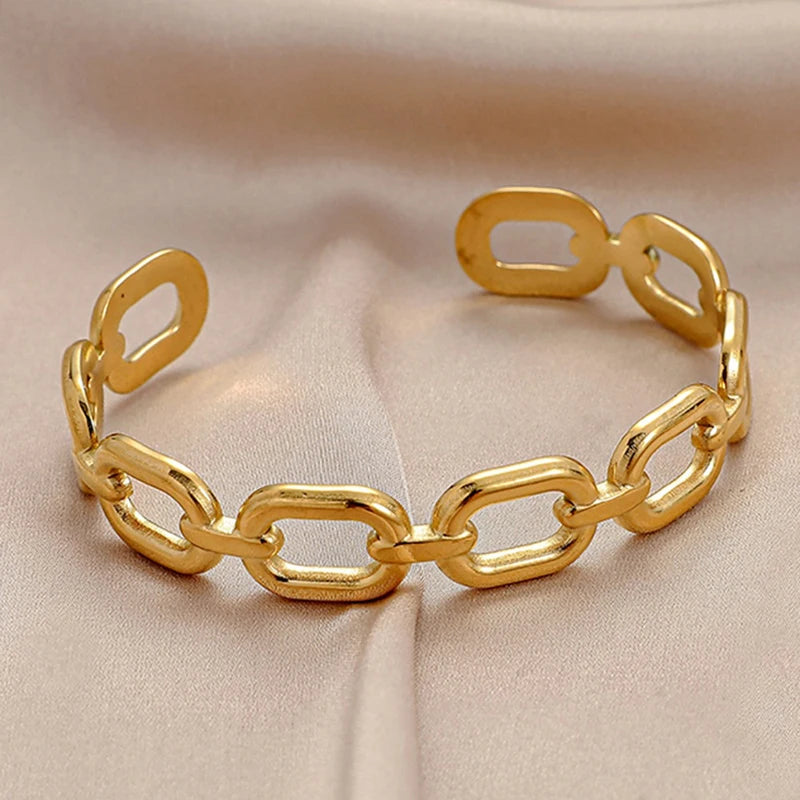 Vintage Square Link Hollow Out Bangle for Women