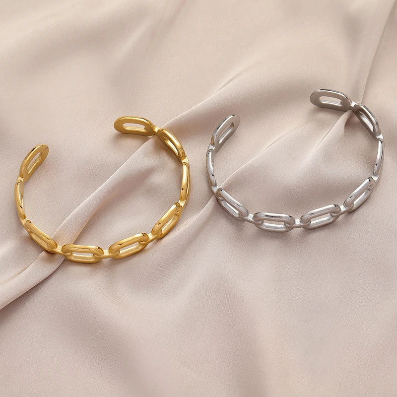 Vintage Square Link Hollow Out Bangle for Women