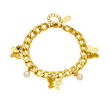 316L Stainless Steel Butterfly Pearl Charm Bracelet Punk Wrist Jewelry