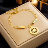 Zodiac Signs Charm Bracelet for Women, Stainless Steel Stars Wrist Chain