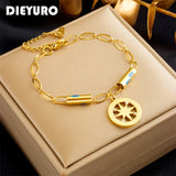 Zodiac Signs Charm Bracelet for Women, Stainless Steel Stars Wrist Chain