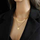 Multi-Layer Letter Necklaces Stainless Steel Jewelry Girls Party Decoration