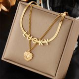 Multi-Layer Letter Necklaces Stainless Steel Jewelry Girls Party Decoration