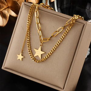 Multi-Layer Letter Necklaces Stainless Steel Jewelry Girls Party Decoration