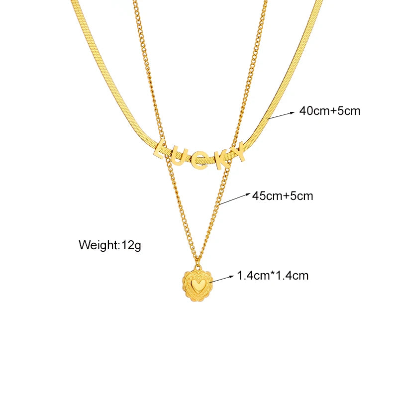 Multi-Layer Letter Necklaces for Women Stainless Steel Jewelry