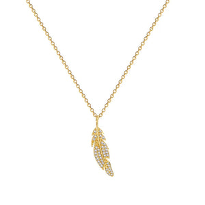 Leaf Zircon Pendant Necklace