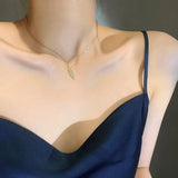 Leaf Zircon Pendant Necklace