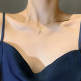 Leaf Zircon Pendant Necklace