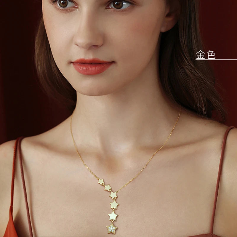 Stainless Steel Zircon Necklace For Women Chain Choker Jewelry