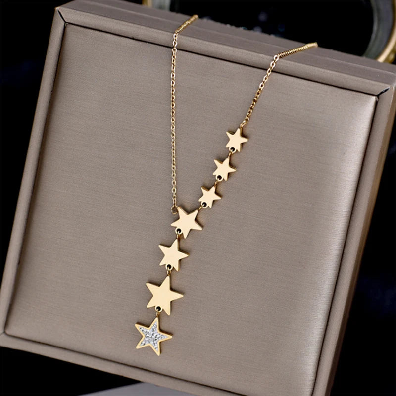 Stainless Steel Zircon Necklace For Women Chain Choker Jewelry