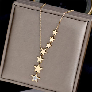 Stainless Steel Zircon Necklace For Women Chain Choker Jewelry