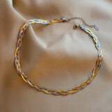Titanium Steel Hand Braided Snake Chain Choker for Women