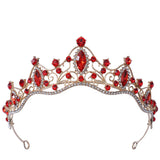 Green Pink Crystal Crown Tiara for Women Girls Party Bridal Hair Jewelry