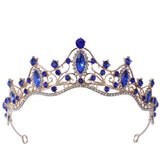 Green Pink Crystal Crown Tiara for Women Girls Party Bridal Hair Jewelry